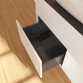 Тумба под раковину Villeroy & Boch Finion 100х50,1 см с подсветкой МДФ белый матовый лак/стекло черное матовое F782GFMT