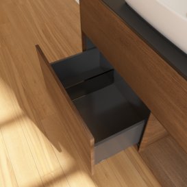 Тумба под раковину Villeroy & Boch Finion 100х50,1 см с подсветкой МДФ шпон грецкого ореха/стекло черное матовое F782GNGN