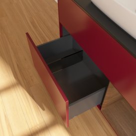 Тумба під раковину Villeroy & Boch Finion 100х50,1 см з підсвічуванням МДФ півонія матовий лак/скло чорне матове F782GNHB