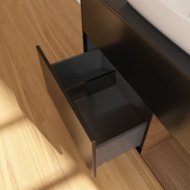 Тумба під раковину Villeroy & Boch Finion 100х50,1 см із підсвічуванням МДФ чорний матовий лак/скло чорне матове F782GNPD