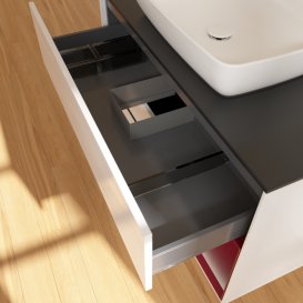 Тумба под раковину Villeroy & Boch Finion 100х50,1 см с подсветкой МДФ глянцевый белый лак/стекло черное матовое F782HBGF