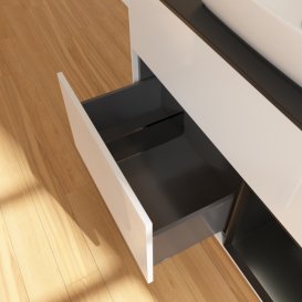 Тумба під раковину Villeroy & Boch Finion 100х50,1 см з підсвіткою МДФ білий глянцевий лак/скло чорне матове F782PDGF