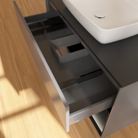 Тумба під раковину Villeroy & Boch Finion 100х50,1 см із підсвічуванням МДФ антрацит матовий лак/скло чорне матове F782PDGK