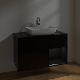 Тумба под раковину Villeroy & Boch Finion 100х50,1 см с подсветкой МДФ черный матовый лак/стекло черное матовое F782PDPD
