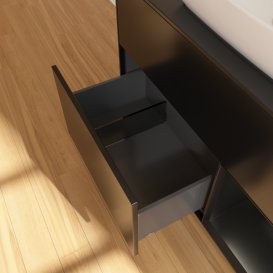 Тумба под раковину Villeroy & Boch Finion 100х50,1 см с подсветкой МДФ черный матовый лак/стекло черное матовое F782PDPD