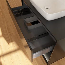 Тумба под раковину Villeroy & Boch Finion 100х50,1 см с подсветкой МДФ черный матовый лак/стекло черное матовое F782PDPD