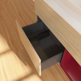 Тумба під раковину Villeroy & Boch Finion 100х50,1 см із підсвічуванням МДФ шпон дуба/скло біле матове F781HBPC