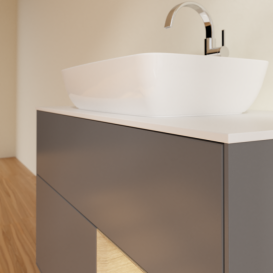 Тумба под раковину Villeroy & Boch Finion 100х50,1 см с подсветкой МДФ антрацит матовый лак/стекло белое матовое F781PCGK