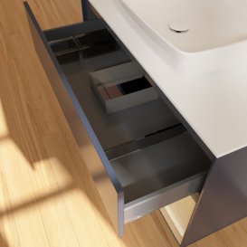 Тумба под раковину Villeroy & Boch Finion 100х50,1 см с подсветкой МДФ темно-синий матовый лак/стекло белое матовое F781PCHG