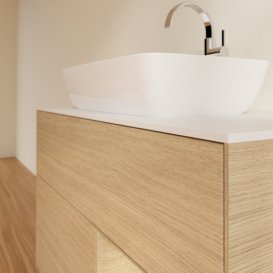 Тумба під раковину Villeroy & Boch Finion 100х50,1 см із підсвічуванням МДФ шпон дуба/скло біле матове F781PCPC