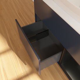 Тумба під раковину Villeroy & Boch Finion 100х50,1 см із підсвічуванням МДФ темно-синій матовий лак/скло біле матове F781PDHG