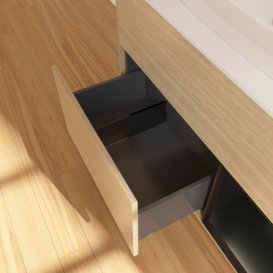 Тумба під раковину Villeroy & Boch Finion 100х50,1 см із підсвічуванням МДФ шпон дуба/скло біле матове F781PDPC