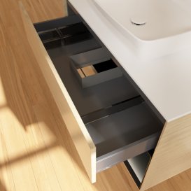 Тумба під раковину Villeroy & Boch Finion 100х50,1 см із підсвічуванням МДФ шпон дуба/скло біле матове F781PDPC