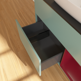 Тумба під раковину Villeroy & Boch Finion 100х50,1 см із підсвічуванням МДФ оливковий матовий лак/скло чорне матове F782HBGM