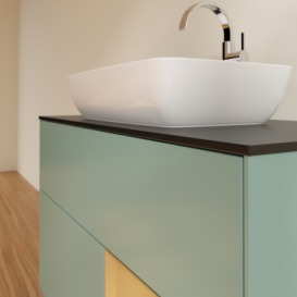 Тумба під раковину Villeroy & Boch Finion 100х50,1 см із підсвічуванням МДФ оливковий матовий лак/скло чорне матове F782HFGM