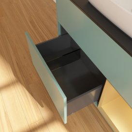 Тумба під раковину Villeroy & Boch Finion 100х50,1 см із підсвічуванням МДФ оливковий матовий лак/скло чорне матове F782HFGM