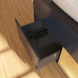 Тумба под раковину Villeroy & Boch Finion 100х50,1 см с подсветкой МДФ темно-синий матовый лак/стекло черное матовое F782HFHG