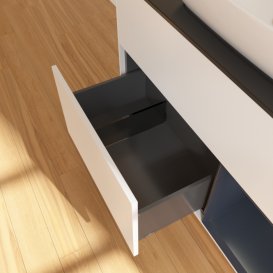 Тумба под раковину Villeroy & Boch Finion 100х50,1 см с подсветкой МДФ белый матовый лак/стекло черное матовое F782HGMT