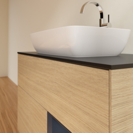 Тумба під раковину Villeroy & Boch Finion 100х50,1 см із підсвічуванням МДФ шпон дуба/скло чорне матове F782HGPC