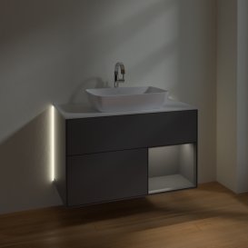 Тумба під раковину Villeroy & Boch Finion 100х50,1 см із підсвічуванням МДФ антрацит матовий лак/скло біле матове G781GKGK