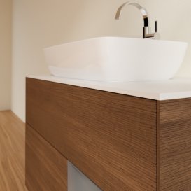 Тумба під раковину Villeroy & Boch Finion 100х50,1 см із підсвічуванням МДФ шпон волоського горіха/скло біле матове G781GKGN