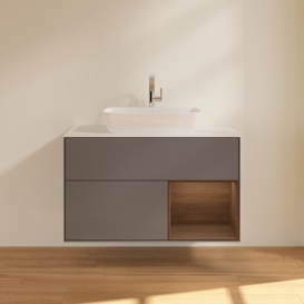 Тумба под раковину Villeroy & Boch Finion 100х50,1 см с подсветкой МДФ антрацит матовый лак/стекло белое матовое G781GNGK