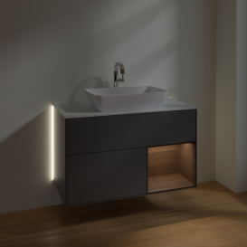 Тумба под раковину Villeroy & Boch Finion 100х50,1 см с подсветкой МДФ антрацит матовый лак/стекло белое матовое G781GNGK