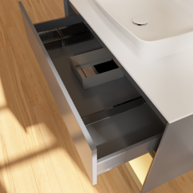 Тумба під раковину Villeroy & Boch Finion 100х50,1 см із підсвічуванням МДФ антрацит матовий лак/скло біле матове G781HFGK