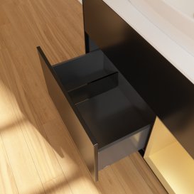 Тумба под раковину Villeroy & Boch Finion 100х50,1 см с подсветкой МДФ черный матовый лак/стекло белое матовое G781HFPD