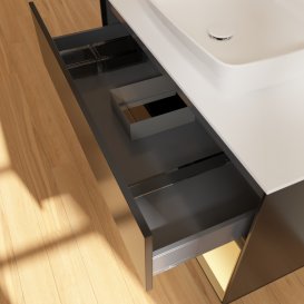 Тумба под раковину Villeroy & Boch Finion 100х50,1 см с подсветкой МДФ черный матовый лак/стекло белое матовое G781HFPD