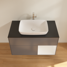 Тумба під раковину Villeroy & Boch Finion 100х50,1 см із підсвічуванням МДФ антрацит матовий лак/скло чорне матове G782GFGK