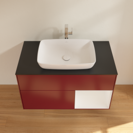 Тумба під раковину Villeroy & Boch Finion 100х50,1 см з підсвічуванням МДФ півонія матовий лак/скло чорне матове G782GFHB