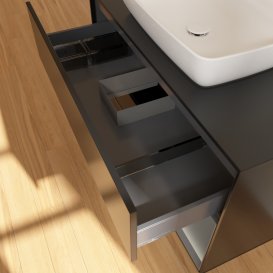 Тумба під раковину Villeroy & Boch Finion 100х50,1 см із підсвічуванням МДФ чорний матовий лак/скло чорне матове G782GKPD