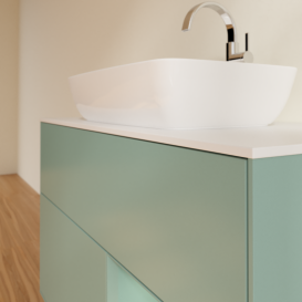 Тумба під раковину Villeroy & Boch Finion 100х50,1 см із підсвічуванням МДФ оливковий матовий лак/скло біле матове G781GMGM