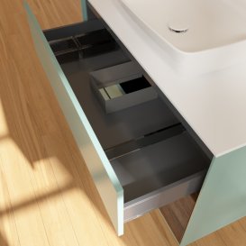 Тумба під раковину Villeroy & Boch Finion 100х50,1 см із підсвічуванням МДФ оливковий матовий лак/скло біле матове G781GNGM