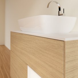 Тумба под раковину Villeroy & Boch Finion 100х50,1 см с подсветкой МДФ шпон дуба/стекло белое матовое G781MTPC