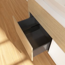 Тумба под раковину Villeroy & Boch Finion 100х50,1 см с подсветкой МДФ шпон дуба/стекло белое матовое G781MTPC