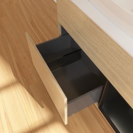 Тумба під раковину Villeroy & Boch Finion 100х50,1 см із підсвічуванням МДФ шпон дуба/скло біле матове G781PDPC