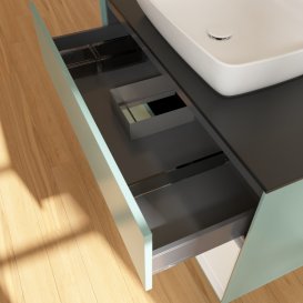 Тумба під раковину Villeroy & Boch Finion 100х50,1 см із підсвічуванням МДФ оливковий матовий лак/скло чорне матове G782GFGM