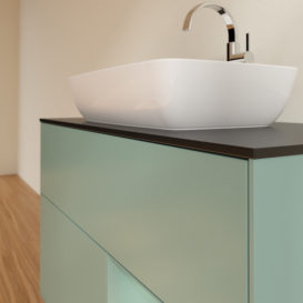 Тумба під раковину Villeroy & Boch Finion 100х50,1 см із підсвічуванням МДФ оливковий матовий лак/скло чорне матове G782GMGM