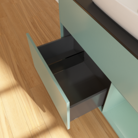 Тумба під раковину Villeroy & Boch Finion 100х50,1 см із підсвічуванням МДФ оливковий матовий лак/скло чорне матове G782GMGM