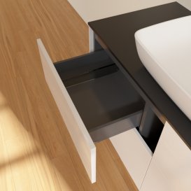 Тумба під раковину Villeroy & Boch Finion 120х50,1 см МДФ білий глянцевий лак/скло чорне матове F79200GF