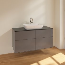 Тумба під раковину Villeroy & Boch Finion 120х50,1 см МДФ антрацит матовий лак/скло чорне матове F79200GK