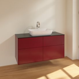 Тумба під раковину Villeroy & Boch Finion 120х50,1 см МДФ півонія матовий лак/скло чорне матове F79200HB