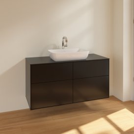 Тумба під раковину Villeroy & Boch Finion 120х50,1 см МДФ чорний матовий лак/скло чорне матове F79200PD