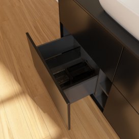 Тумба під раковину Villeroy & Boch Finion 120х50,1 см МДФ чорний матовий лак/скло чорне матове F79200PD