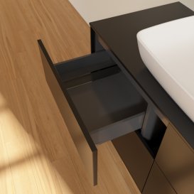 Тумба під раковину Villeroy & Boch Finion 120х50,1 см МДФ чорний матовий лак/скло чорне матове F79200PD