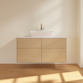 Тумба під раковину Villeroy&Boch Finion 120х50,1 см МДФ шпон дуба/скло біле матове F79100PC