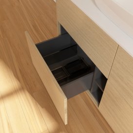 Тумба під раковину Villeroy&Boch Finion 120х50,1 см МДФ шпон дуба/скло біле матове F79100PC