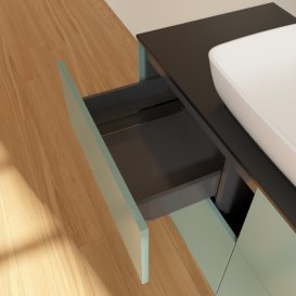 Тумба під раковину Villeroy & Boch Finion 120х50,1 см МДФ оливковий матовий лак/скло чорне матове F79200GM